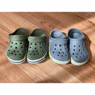 クロックス(crocs)のクロックス　サンダル　サイズ　C9  C10 グレー　グリーン　(サンダル)