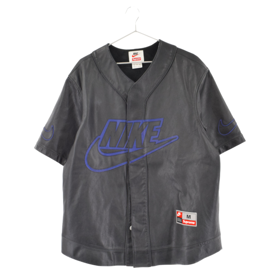 SUPREME シュプリーム 19AW×NIKE Leather Baseball Jersey レザー ベースボール ジャージー 半袖シャツ ブラック CK6221-010