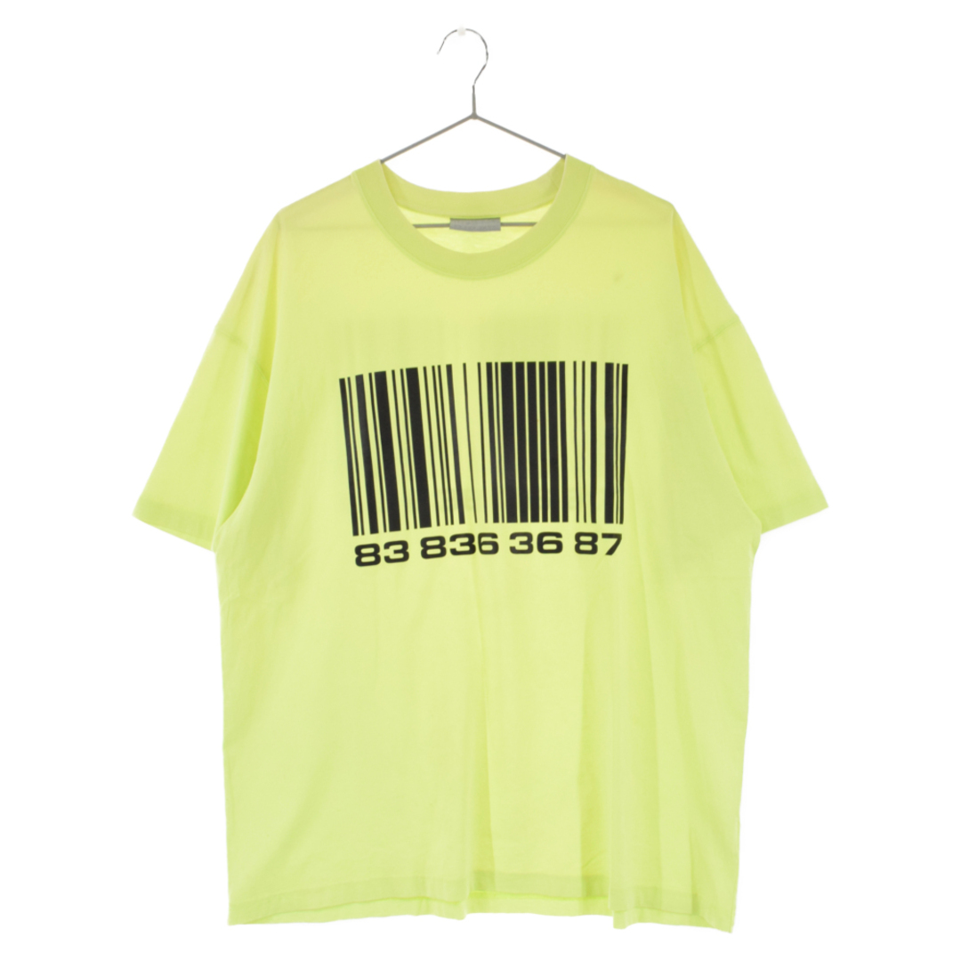 VTMNTS ブイティーエムエヌティーエス Big Barcode T-Shirt VL14TR160Y ビッグバーコード フロントプリント半袖Tシャツ カットソー イエロー