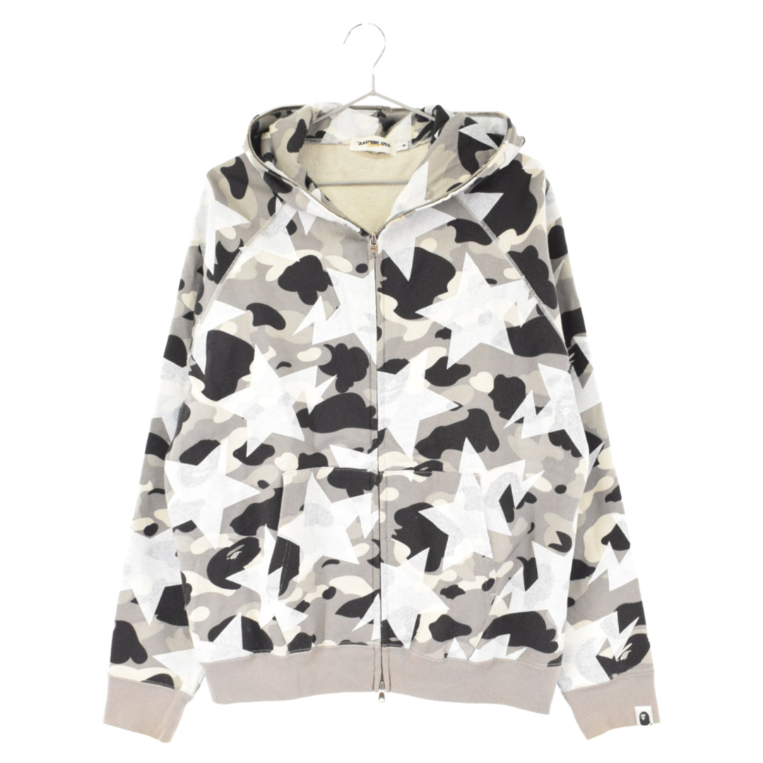 A BATHING APE アベイシングエイプ Star Camo Full Zip Parka スターカモ フルジップパーカー ホワイト/グレー