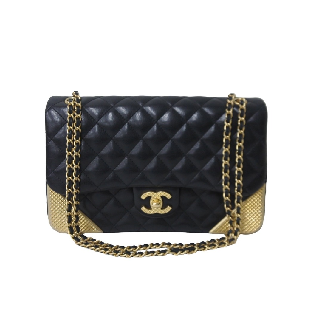 CHANEL シャネル マトラッセ チェーンショルダーバッグ 24番台 A94495 ブラック ラムスキン ゴールド金具 美品  56112