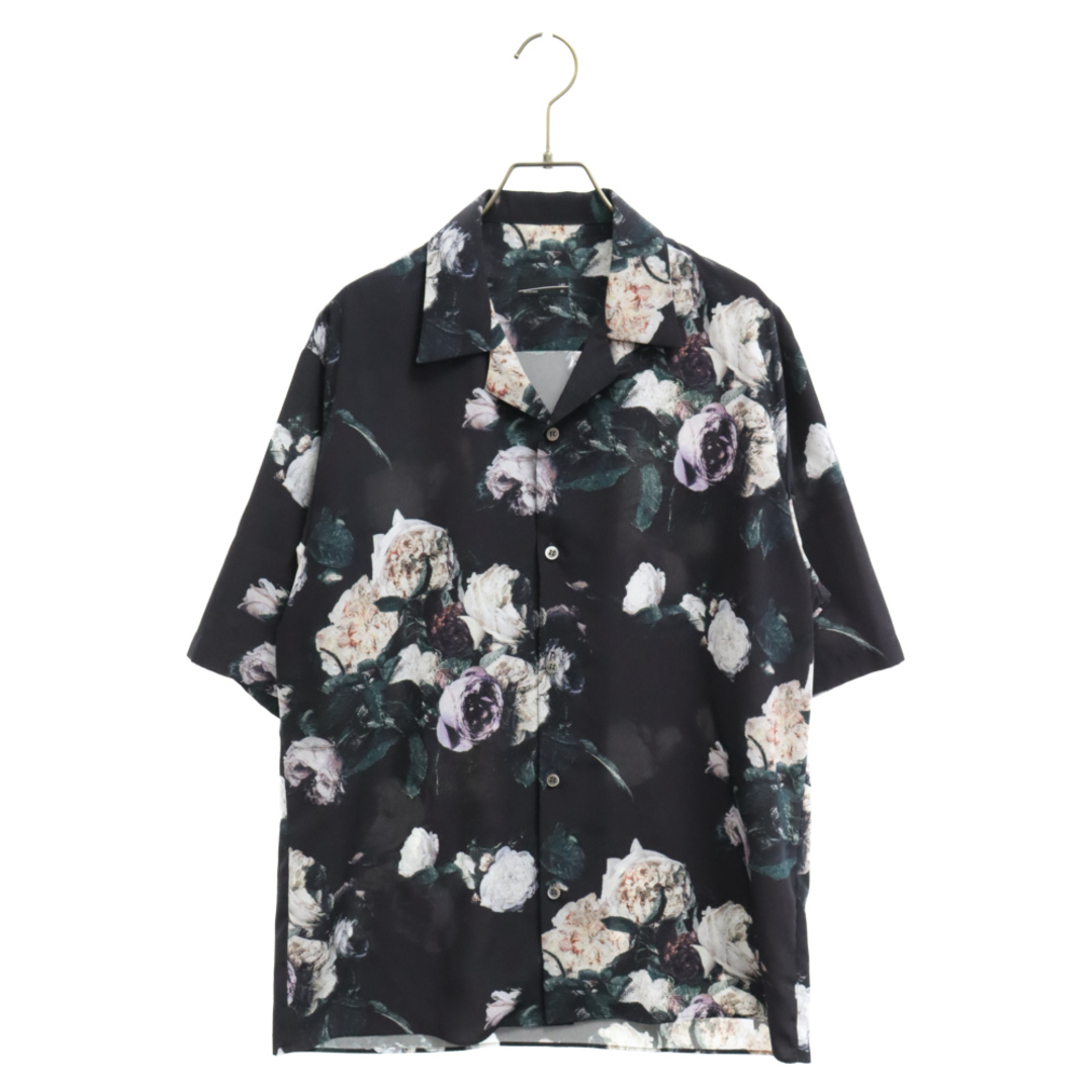 LAD MUSICIAN ラッドミュージシャン 23SS DECHINE PAINT FLOWER OPEN COLLAR S/S SHIRT 花柄プリント半袖シャツ ブラック 2323-111