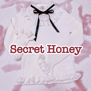 シークレットハニー(Secret Honey)のSecret Honey リボン付き レース フリルニット(ニット/セーター)