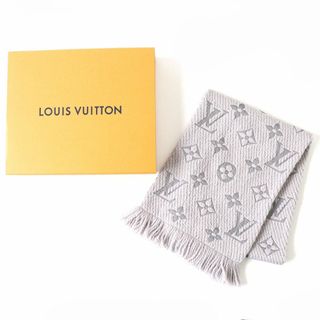 極美品☆正規品 LOUIS VUITTON ルイヴィトン M742742 エシャルプ ロゴマニア モノグラム シルク混 ニットマフラー グリペルル 伊製 箱付き　J01-st30322-603