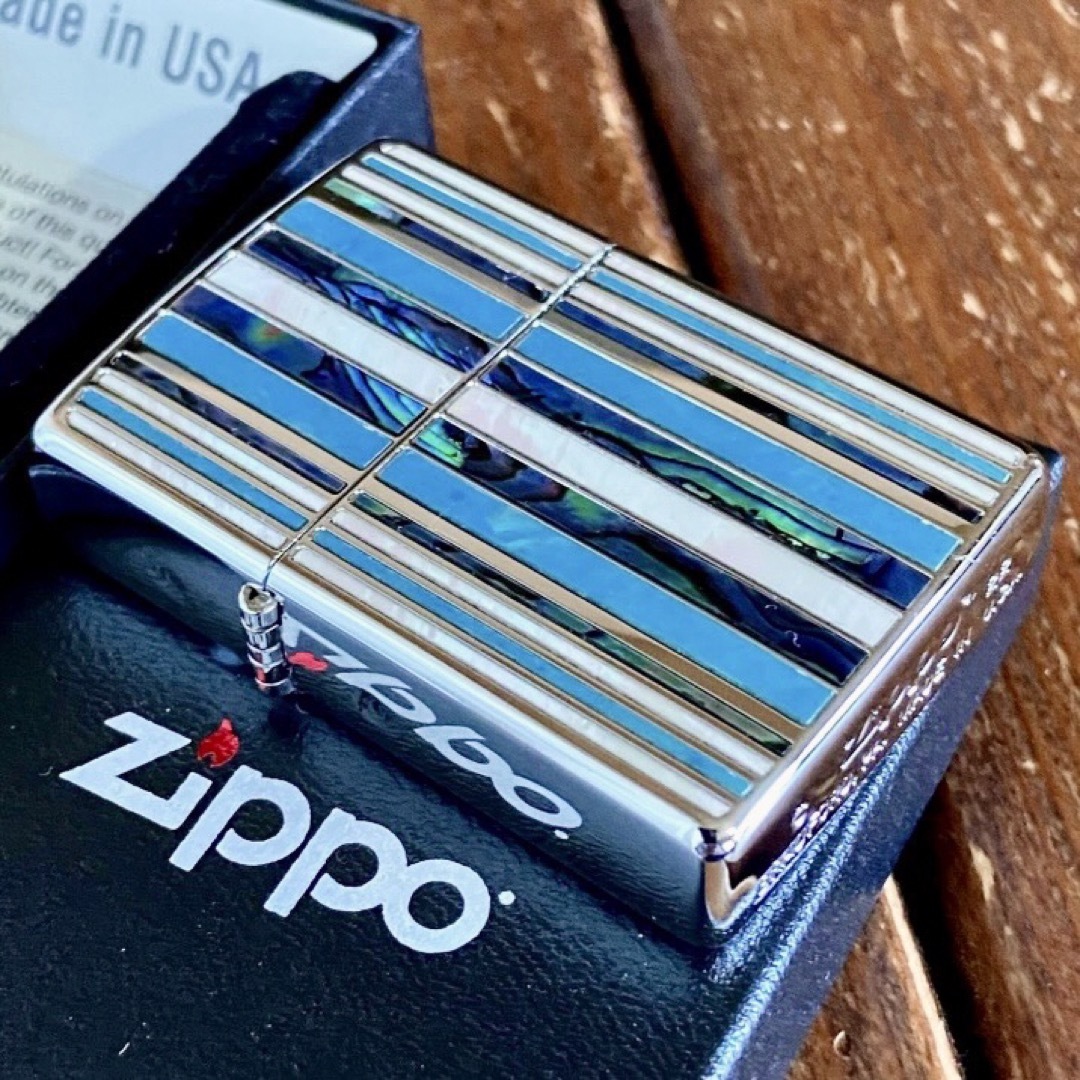 新品 Zippo シェル マルチストライプ シルバー ジッポー