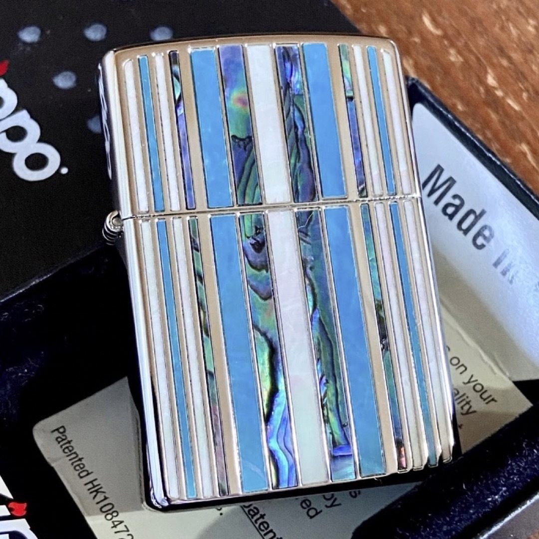 新品 Zippo シェル マルチストライプ シルバー ジッポー