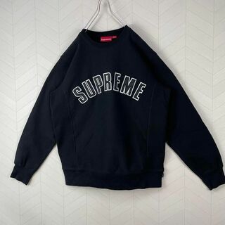 即完品 supreme トレーナー クルーネック デカロゴ スウェット ブラック