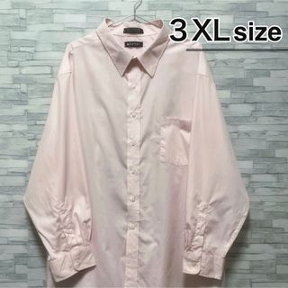 シャツ(shirts)のカジュアルシャツ　長袖　3XLサイズ　無地　ピンク　USA古着　PURITAN(シャツ)