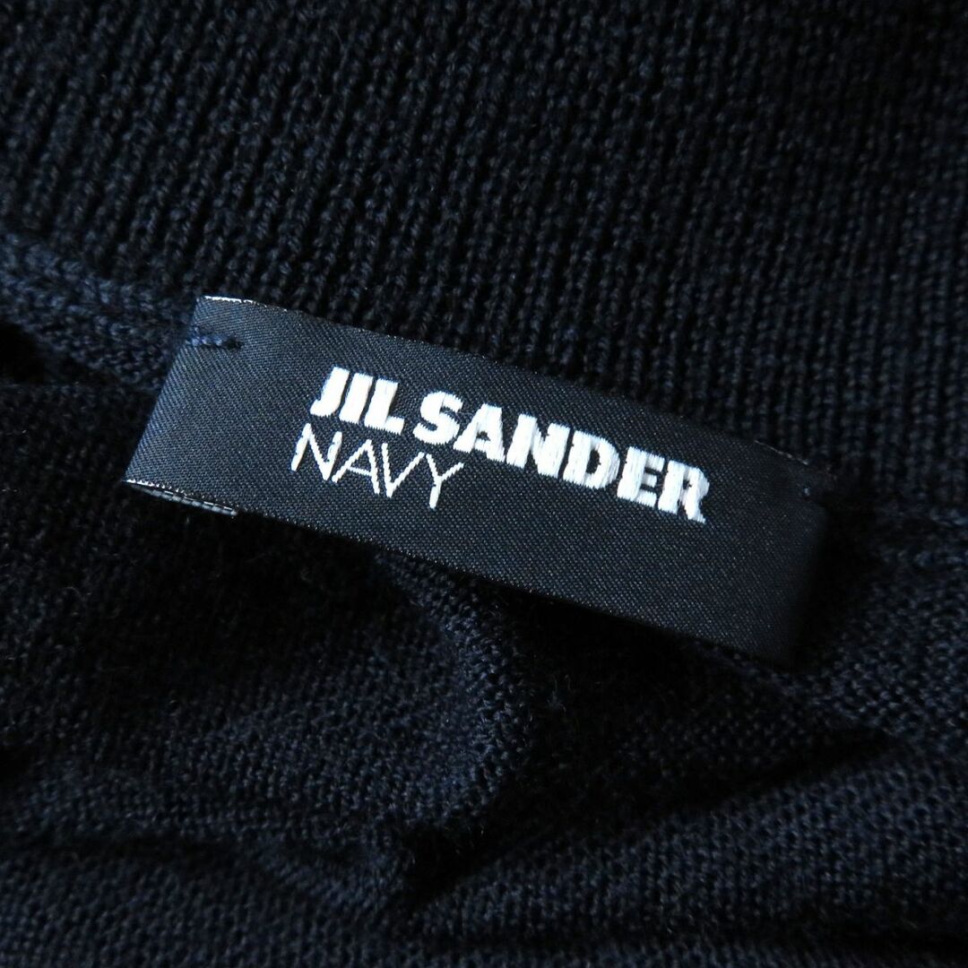 極美品△正規品 JIL SANDER NAVY ジルサンダー ネイビー レディース 長袖 ハイネック 異素材切替デザイン ドッキングワンピース 紺色 XS　e06-st30303-49