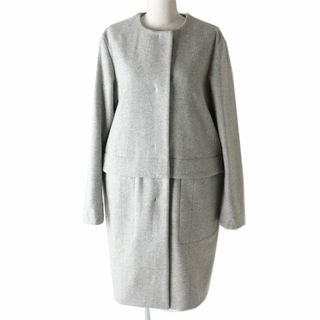 美品 イタリア製 JIL SANDER NAVY ウール ノーカラーコート 赤