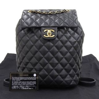 シャネル(CHANEL)の【本物保証】 布袋・保付 超美品 シャネル CHANEL マトラッセ ココマーク バックパック リュックサック レザー 黒 シール付 26番台 A91121(リュック/バックパック)