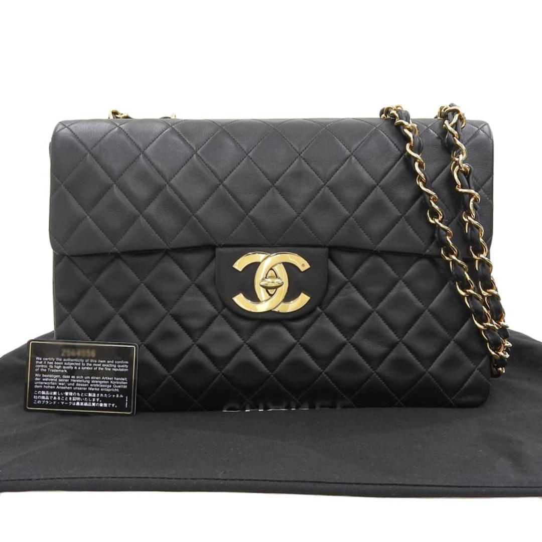 【本物保証】 布袋・保付 超美品 シャネル CHANEL デカマトラッセ34 ココマーク チェーンショルダーバッグ ブラック シール付 2番台 A01094約10cmショルダー