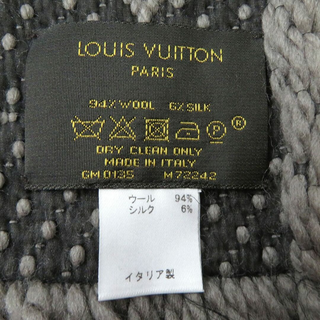 良品△正規品 LOUIS VUITTON ルイヴィトン M72242 エシャルプ ロゴマニア シルク混 ニットマフラー 襟巻 ヴェローヌ グレー/カーキ系 伊製　e01-st30308-132 5