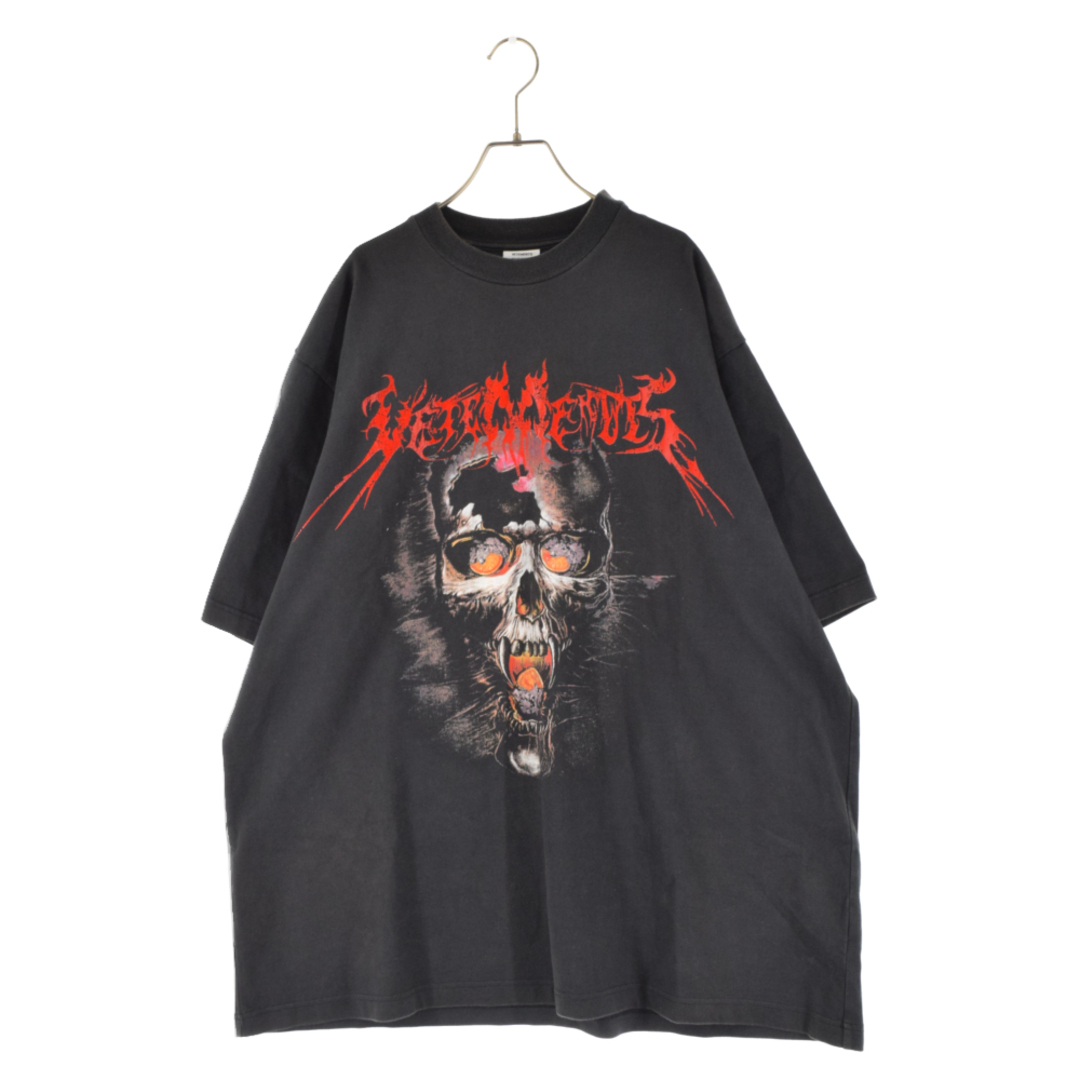 VETEMENTS ヴェトモン 17AW HEAVY METAL PRINT TEE MAH18TR34 ヘビーメタルスカルプリント 半袖Tシャツ カットソー ブラック