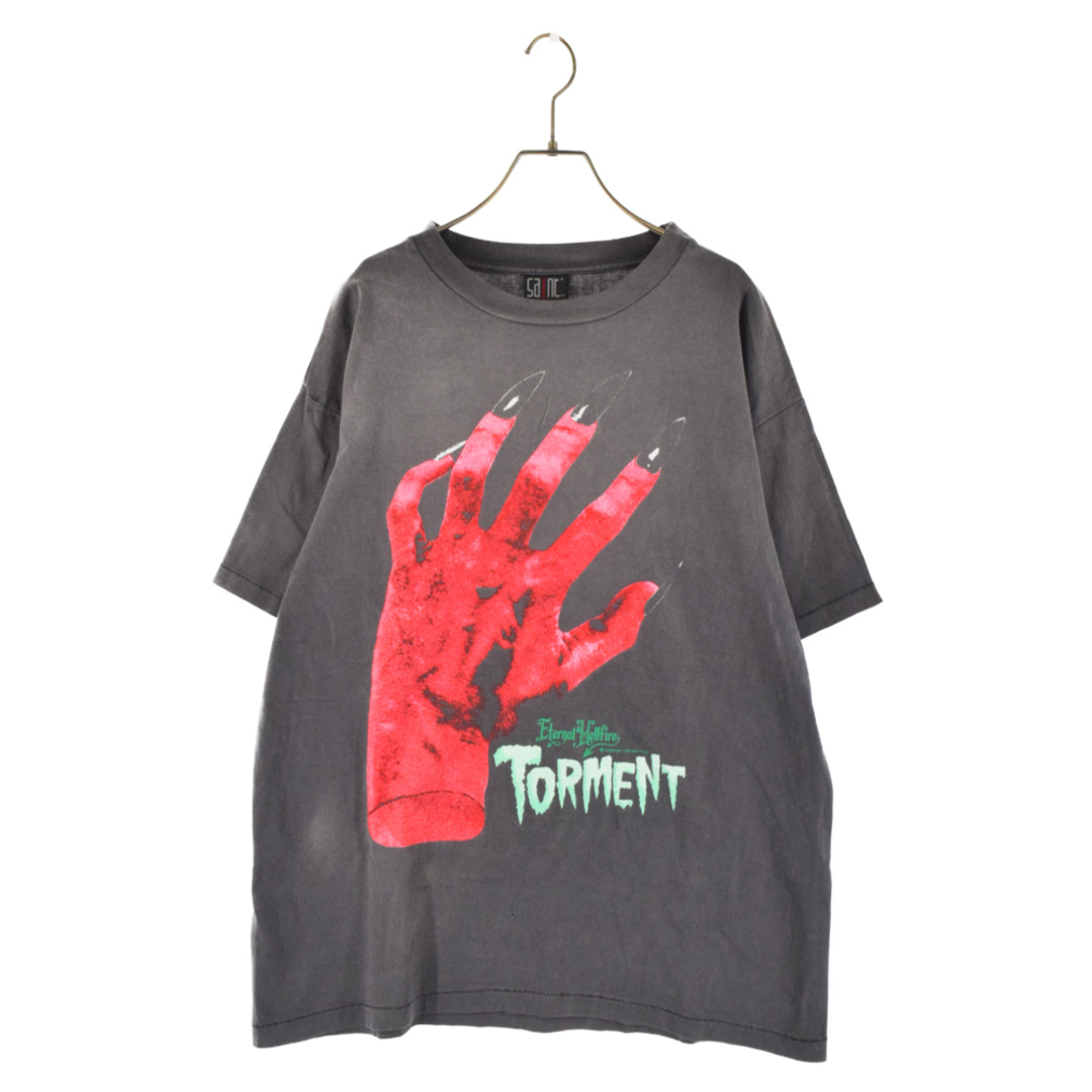 SAINT MICHAEL セントマイケル 23SS SS TEE/DEVIL HND/BLACK ヴィンテージデザインプリント半袖Tシャツ グレー SM-S23-0000-003555センチ袖丈