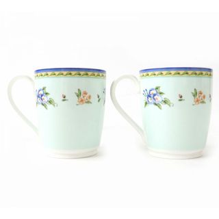 未使用品△TIFFANY&CO. ティファニー MORNING GLORY 2000 モーニング グローリー 2000 ペア マグカップ 花柄 ブルー系×マルチカラー 箱付　e06-st30313-94