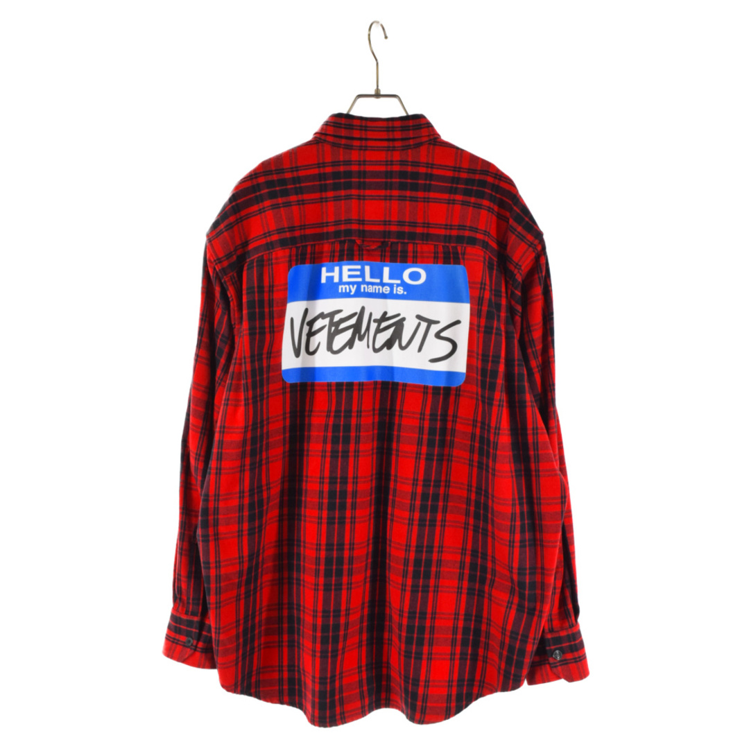 VETEMENTS ヴェトモン 22SS HELLO my name is マイネーム イズ フランネルチェックシャツ レッド UA52SH800R