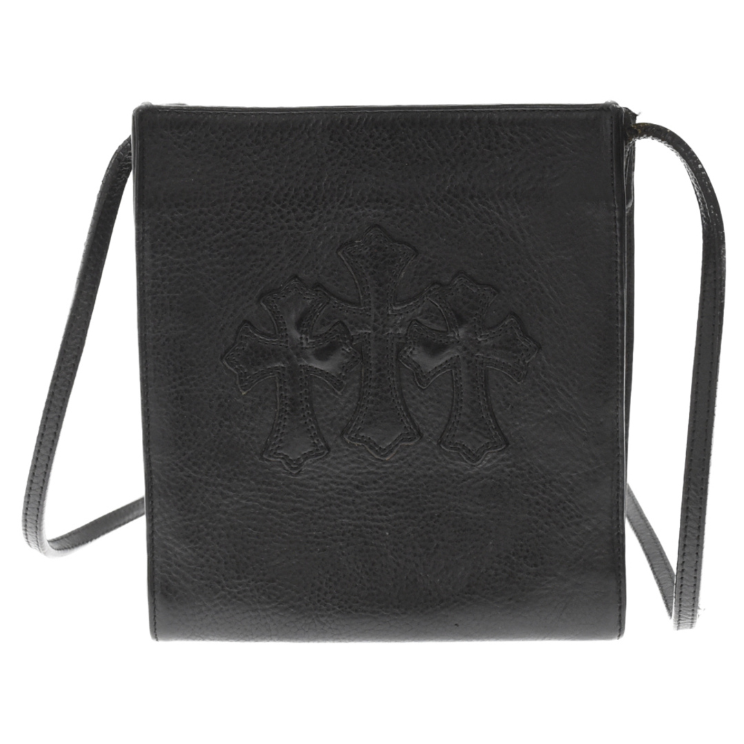 CHROME HEARTS クロムハーツ SQ PKT 3CEME CRS スクエアポケット 3クロスパッチレザーショルダーバッグ ブラック