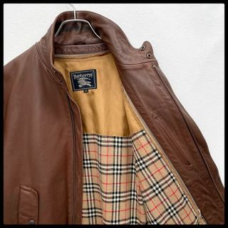 バーバリー(BURBERRY)の最高級ライン　バーバリーズ　羊革　ノバチェック　ライナー付き　レザージャケット(レザージャケット)