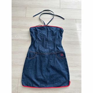 トミーヒルフィガー(TOMMY HILFIGER)のトミーヒルフィガー Lワンピース古着ヴィンテージ  デニム　ラルフUSA(ミニワンピース)