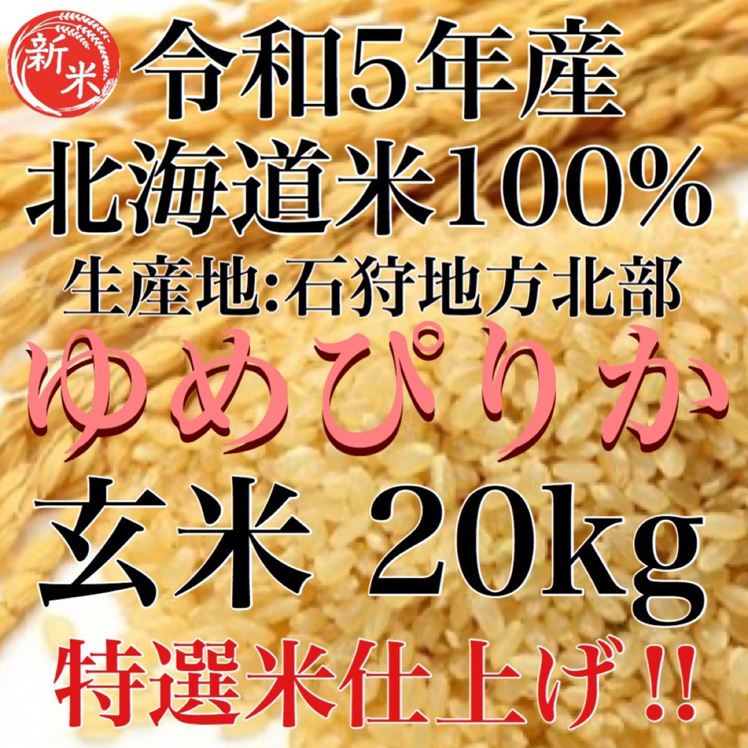 ゆめぴりか新米！令和5年度産北海道米100%ゆめぴりか玄米20キロ