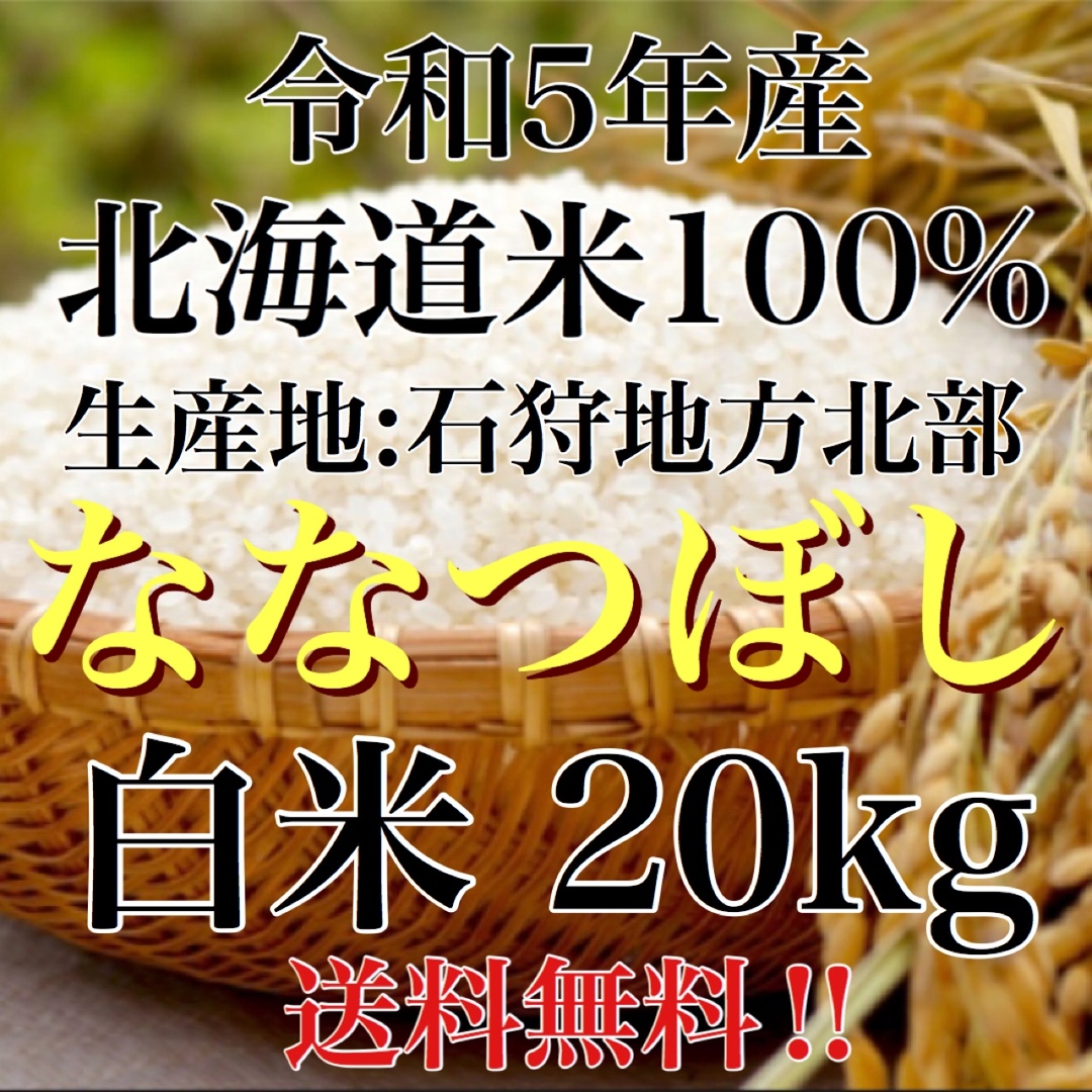 人気新米！令和5年度産北海道米100%ななつぼし 白米20キロ - 米/穀物