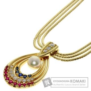 MIKIMOTO パール 真珠 ルビー サファイア ダイヤモンド ネックレス K18YG レディース