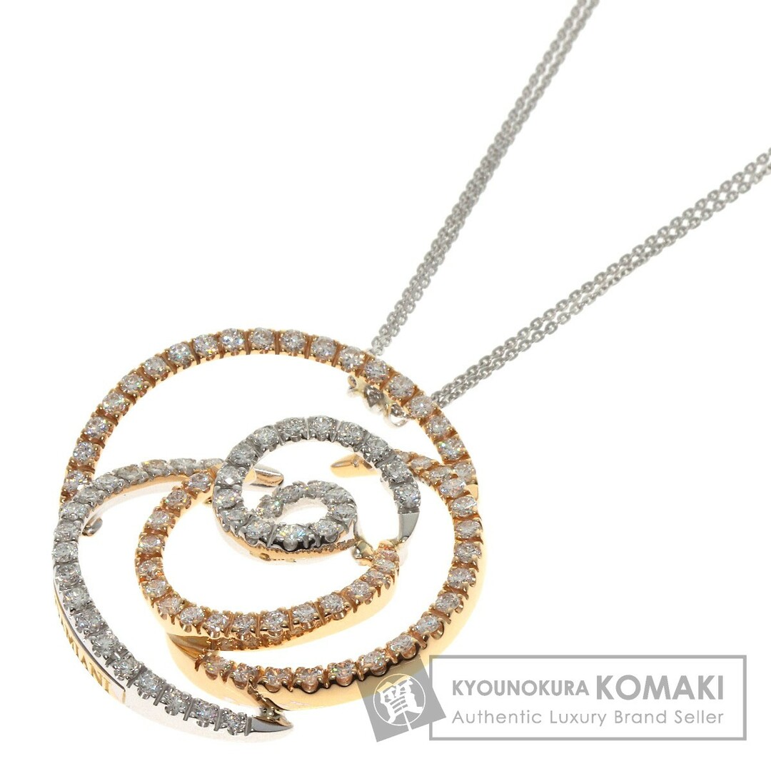 Damiani ロゼフラワー ダイヤモンド 2連 ネックレス K18WG K18PG レディース