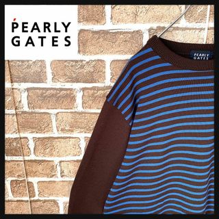 パーリーゲイツ(PEARLY GATES)の【美品】パーリーゲイツ　ボーダーニットセーター　ラビット刺繍(ニット/セーター)