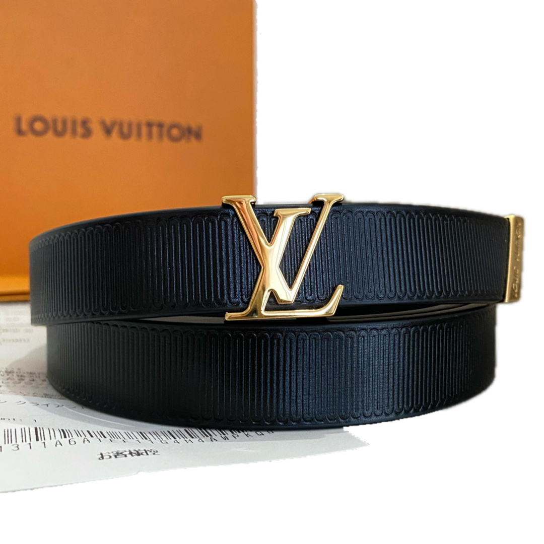 ルイヴィトン LOUIS VUITTON ベルト ブラック ゴールド カーフ - www ...