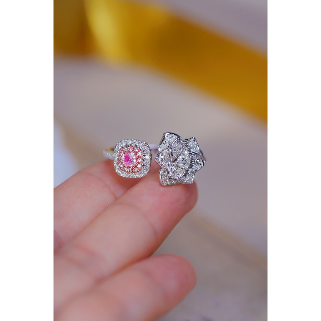 ピンクダイヤモンド付きリングk18 レディースのアクセサリー(リング(指輪))の商品写真