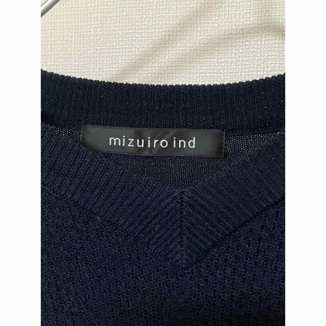 mizuiroind ミズイロインド　ロングニットワンピース　ネイビー