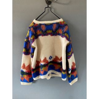 ビンテージ 90s ハンドメイド キッズ 花柄 ニット ポンチョ 希少