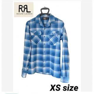 ダブルアールエル(RRL)のRRL インディゴ チェックシャツ 長袖シャツ 開襟 ボックスシルエット XS(シャツ)