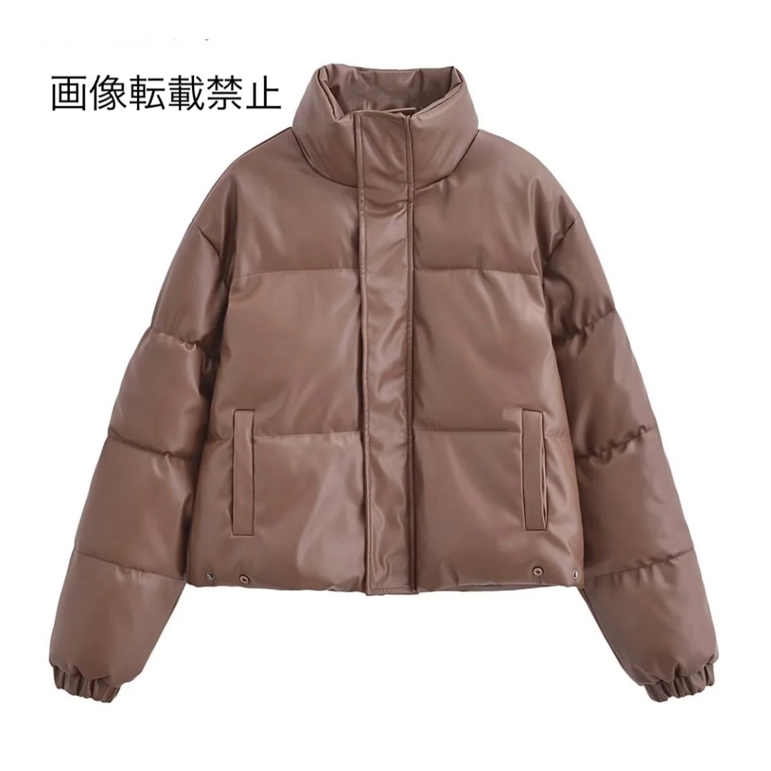 10月新作12667◆フェイクレザー PU ダウンコート