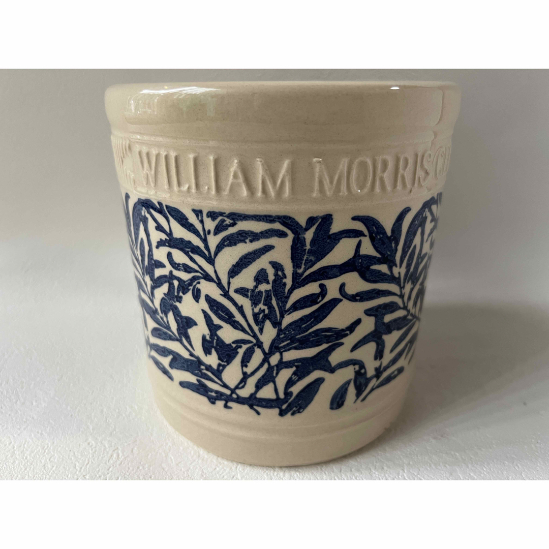 【ウィリアム モリス】リーフシリンダー 16 可愛い 植木鉢 クリーム ブルー