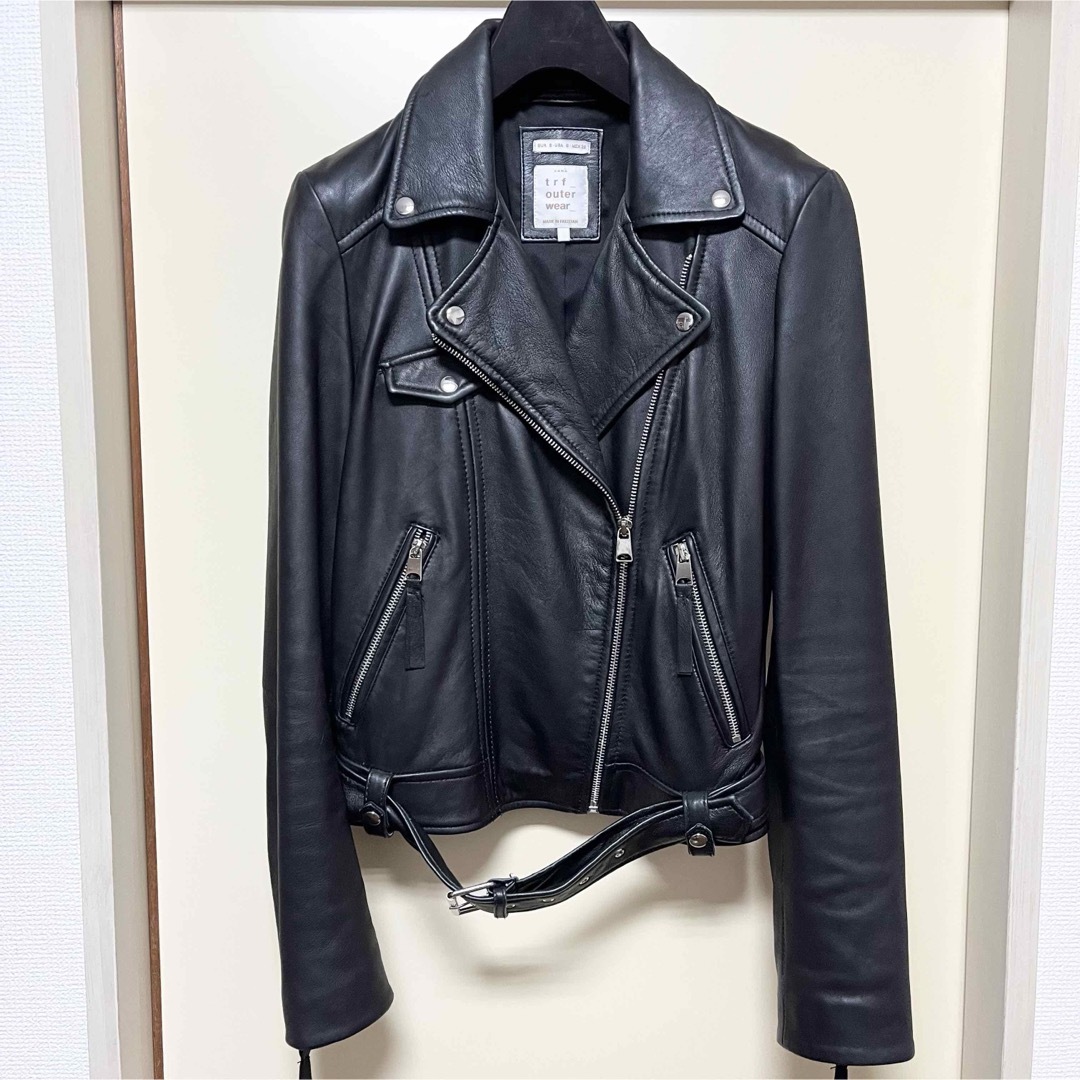 《新品 タグ付き》ZARA 本羊革ライダースジャケット Ｌ