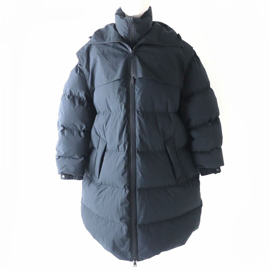 極美品△正規品 ボッテガヴェネタ 669353 FROSTED POPLIN PUFFER JACKET フロスト ポプリン パファー 2WAY フード付 ダウンコート 黒 M　e11-st30322-438