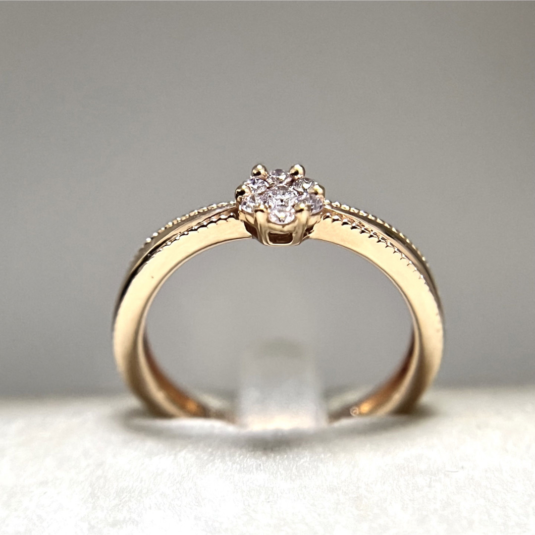 K18 ピンクゴールド ダイヤリング  フラワーデザイン レディースのアクセサリー(リング(指輪))の商品写真