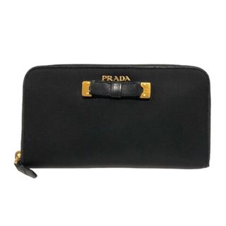 プラダ(PRADA)のプラダ 長財布 ウォレット ナイロン ラウンドファスナー ワンポイント 黒(財布)