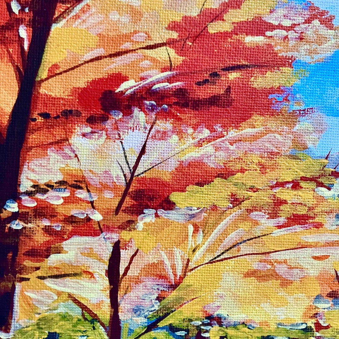 紅葉＊秋冬　絵画　原画　風景画　アクリル画　ハロウィン