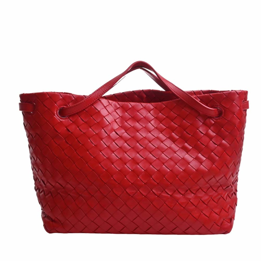 Bottega Veneta ボッテガヴェネタ イントレチャート レザー ガルダバッグ トートバッグ - レッド by