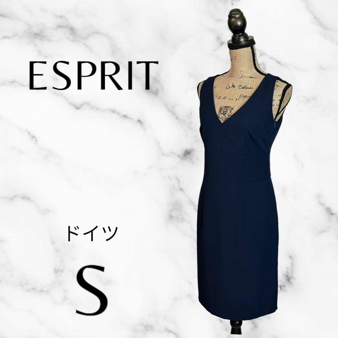 Esprit(エスプリ)の美品✨【ESPRIT】ノースリーブワンピース　ドレス　ストレッチ　ネイビー レディースのワンピース(ひざ丈ワンピース)の商品写真