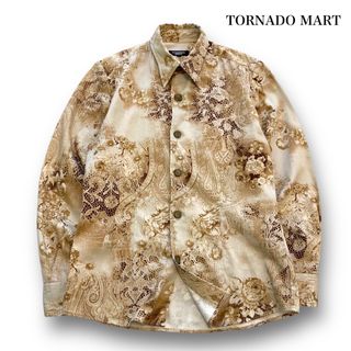 TORNADO MART 花柄　ベージュ　半袖シャツ