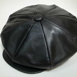 ニューヨークハット(NEW YORK HAT)の新品USA製Lambskin Big Apple本革製レザー大ぶりキャスケット黒(キャスケット)