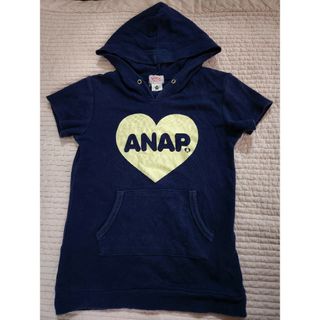 アナップキッズ(ANAP Kids)のANAP KIDS♡110cm半袖ロゴパーカーネイビー(Tシャツ/カットソー)