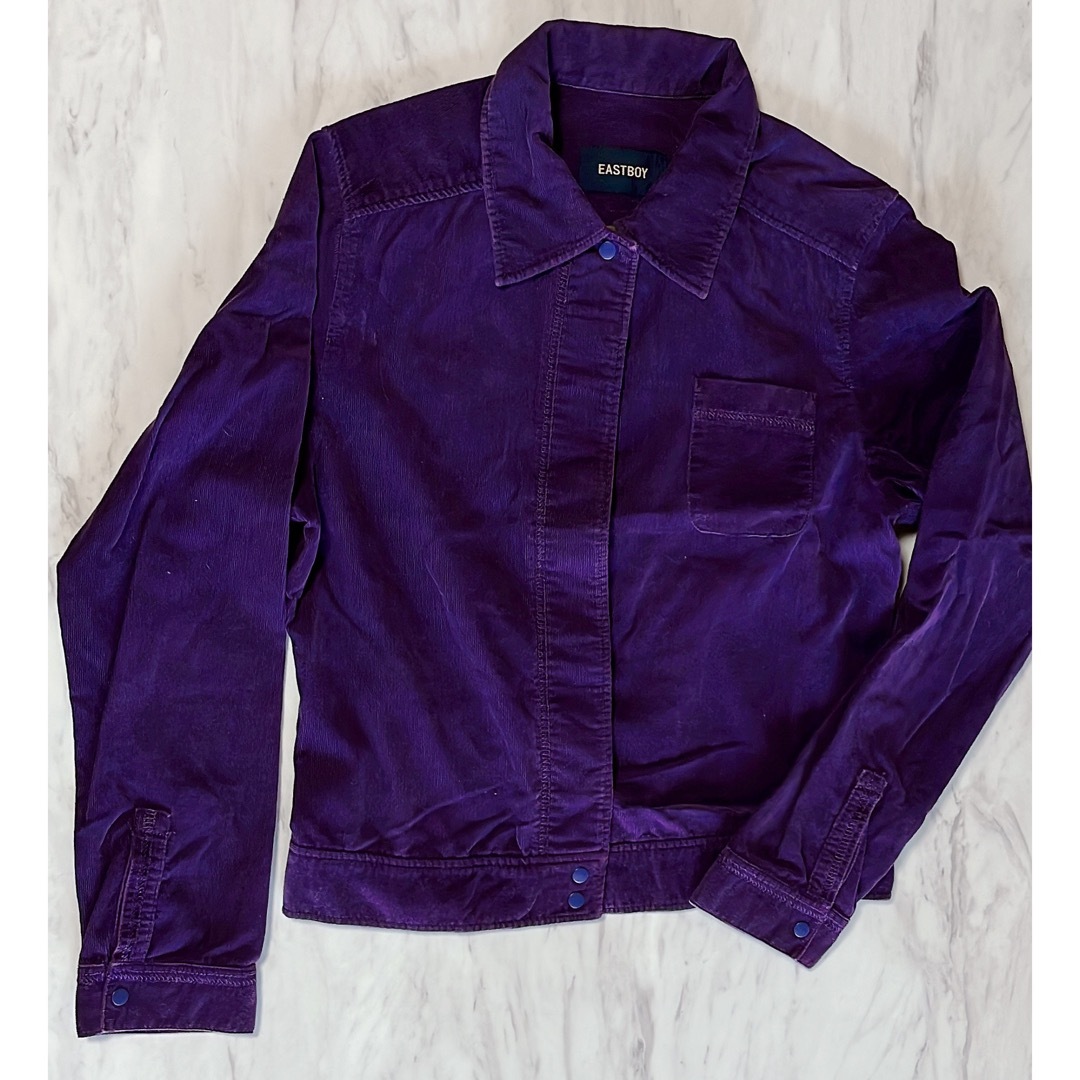 EASTBOY(イーストボーイ)のイートボーイ　シャツ　紫　ラベンダー　Yシャツ　コート　ジャケット　ベロア　 レディースのトップス(シャツ/ブラウス(長袖/七分))の商品写真