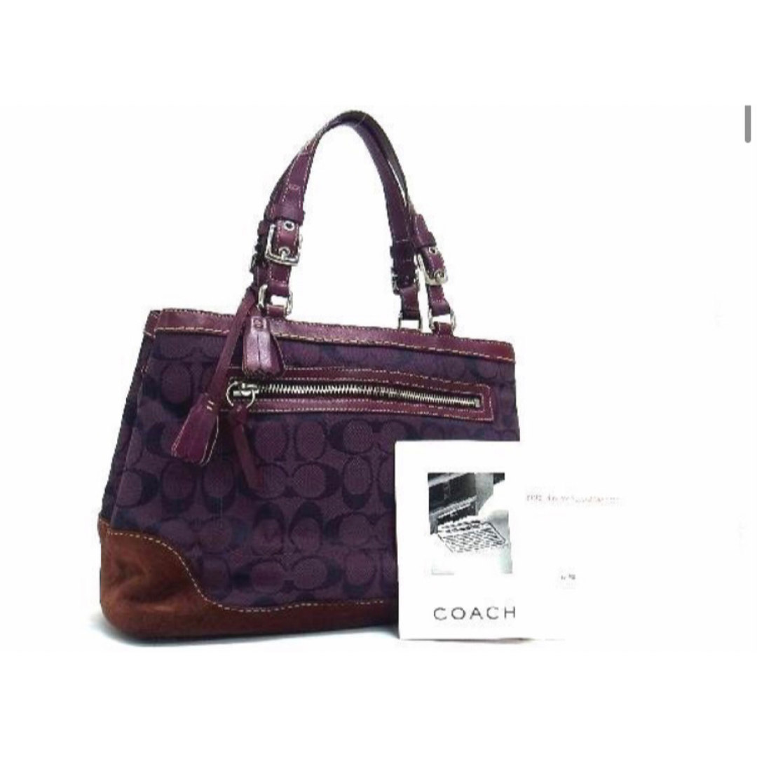 COACH コーチ ハンドバッグ トートバッグ パープル シグネチャー