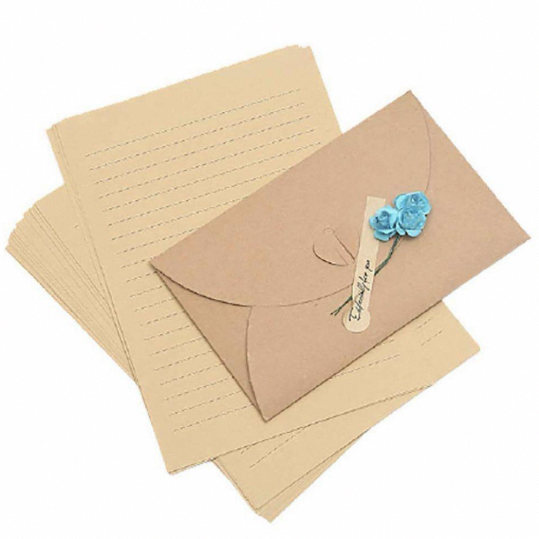 レターセット 封筒10枚 便箋20枚 手紙おしゃれ クラフト用 ピンク カラー ハンドメイドの文具/ステーショナリー(カード/レター/ラッピング)の商品写真