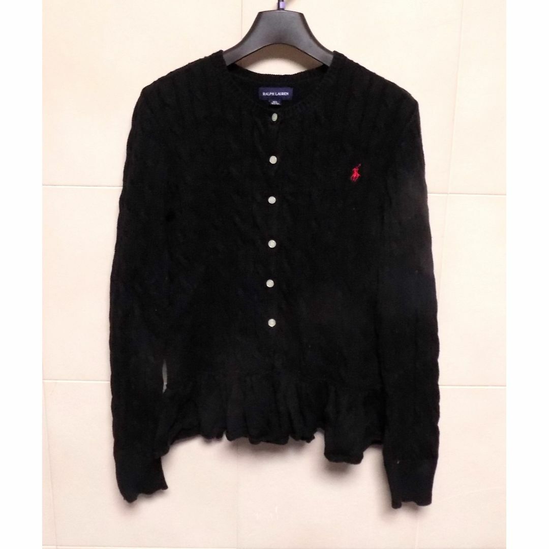 POLO RALPH LAUREN(ポロラルフローレン)の ラルフローレン　黒　縄編みカーディガン 160　（管N）  キッズ/ベビー/マタニティのキッズ服女の子用(90cm~)(カーディガン)の商品写真